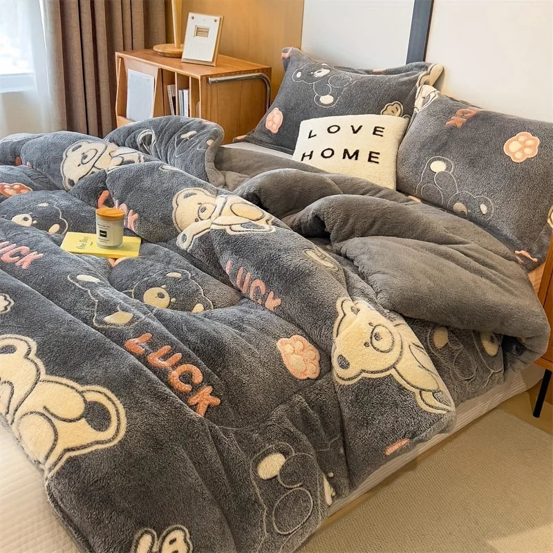 Winter Bedding Thick Quilt Blanket Thickened Warm Flannel Fleece Comforter for Cold Nights Set Bed Duvets Quilts the Blankets