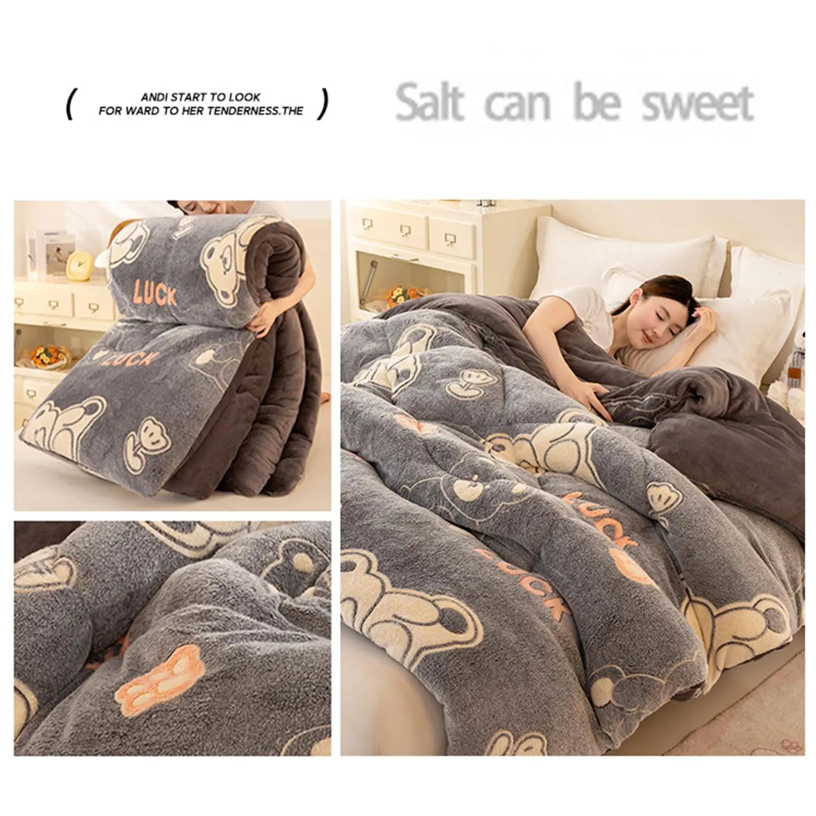 Winter Bedding Thick Quilt Blanket Thickened Warm Flannel Fleece Comforter for Cold Nights Set Bed Duvets Quilts the Blankets