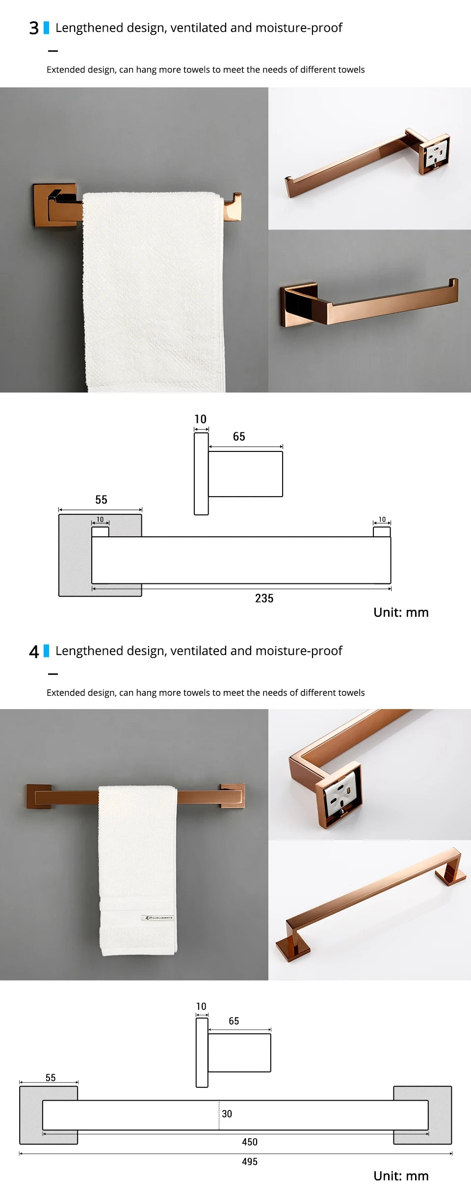Rose Gold Bathroom Accessories Set Wall Mount Shelf Toilet Bath Hardware Paper Holder Towel Bar Rack Rail Rod Robe Hook Hanger