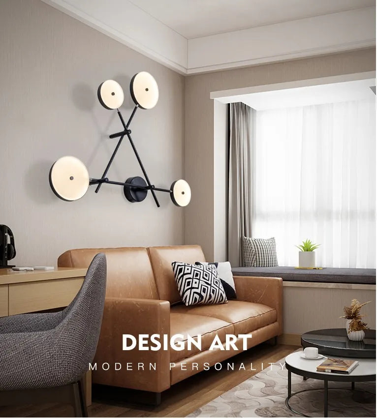 Modern Industry Round Wall Lamps Bedroom Bedside Lamp Led Wall Sconce Light Fixtures Black Iron Luminaire Indoor Loft Home