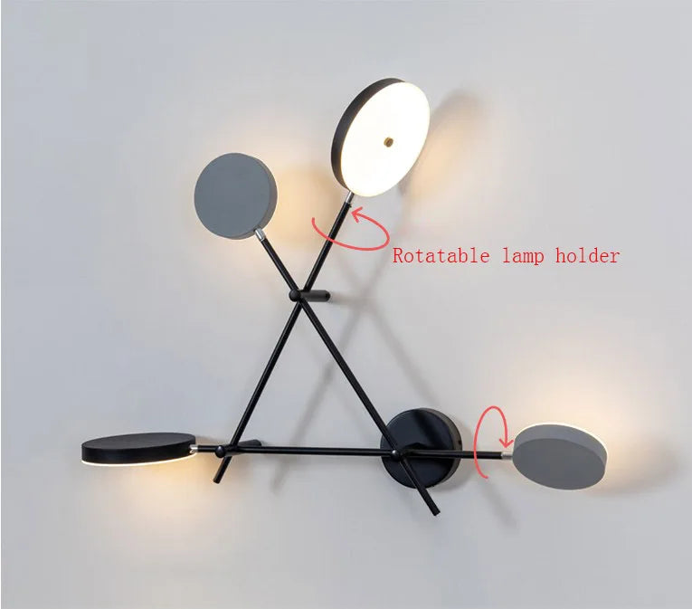 Modern Industry Round Wall Lamps Bedroom Bedside Lamp Led Wall Sconce Light Fixtures Black Iron Luminaire Indoor Loft Home