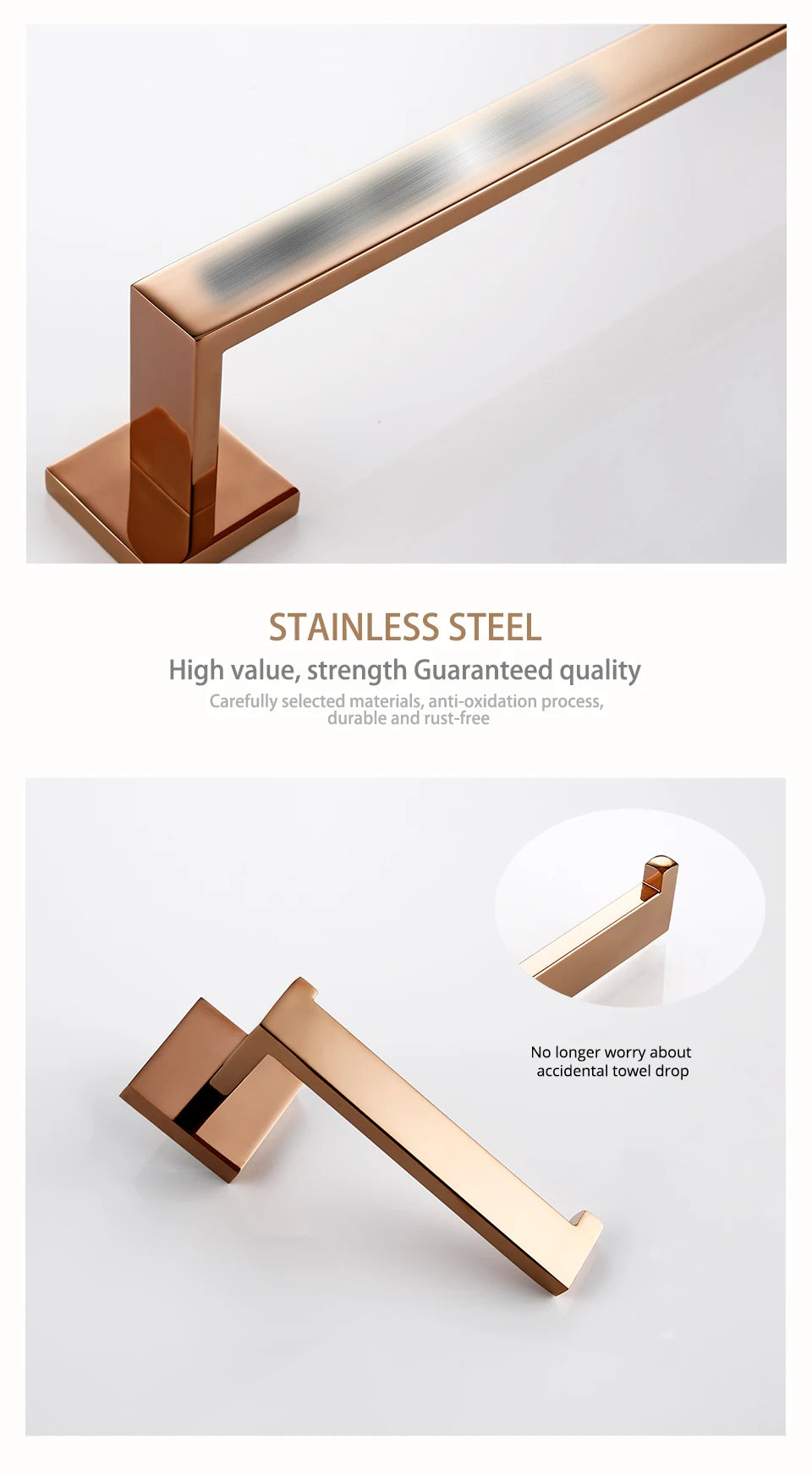 Rose Gold Bathroom Accessories Set Wall Mount Shelf Toilet Bath Hardware Paper Holder Towel Bar Rack Rail Rod Robe Hook Hanger