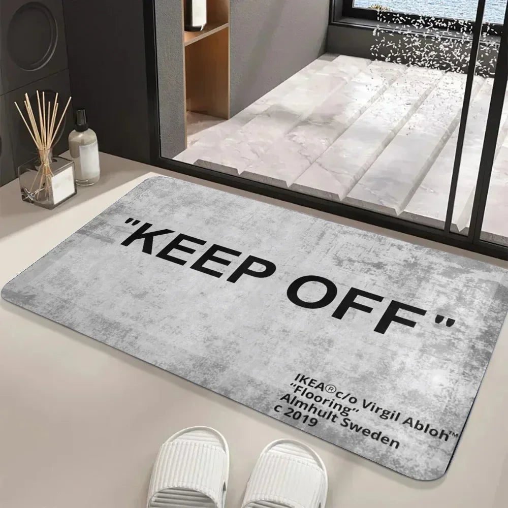 Keep Off Area Rugs Floor Mat Black and White Carpet Door Mat Rug for Bed Sofa Decoration Protect Your Personal Space