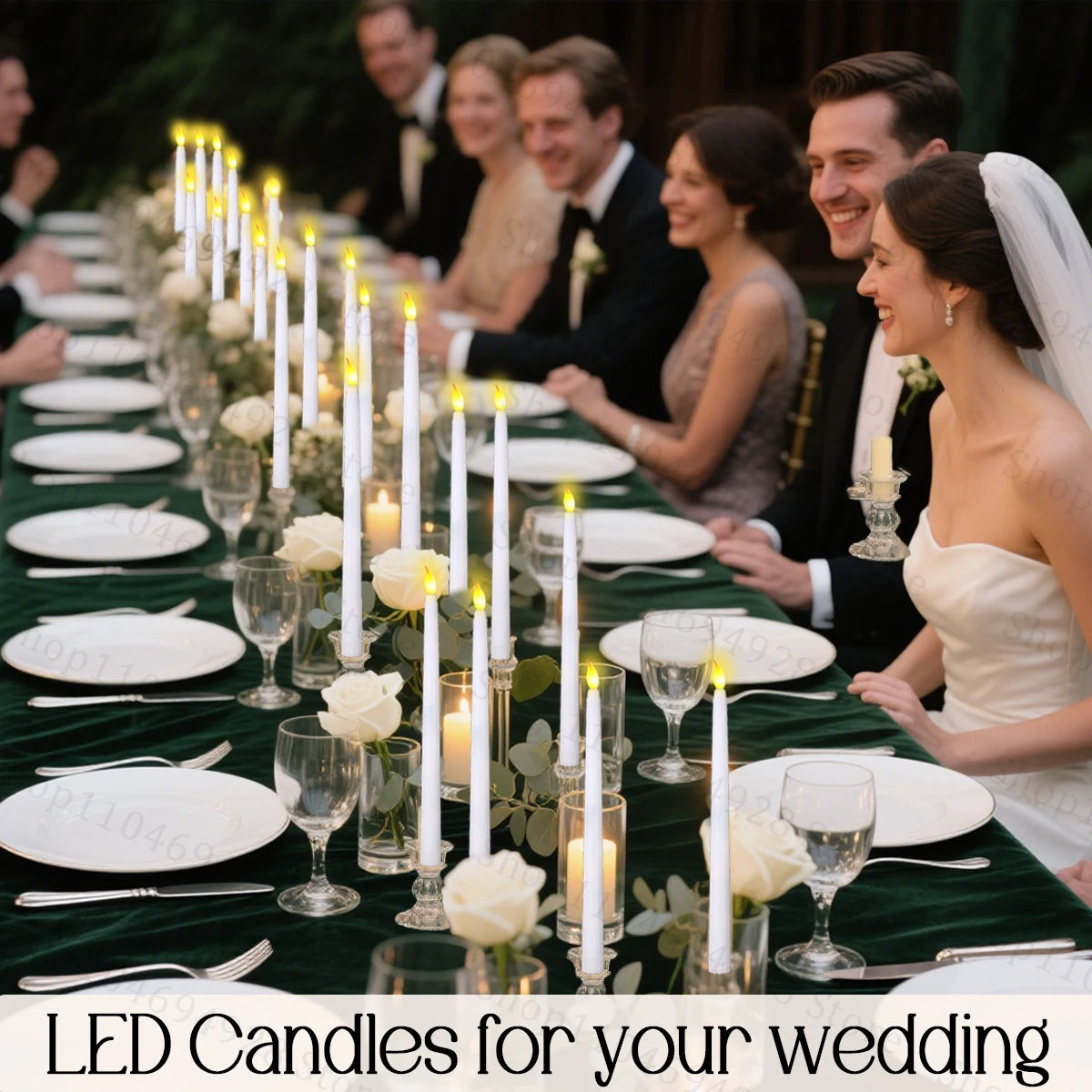 10-200PCS Flameless Taper Candles Wedding Flickering LED Candles Battery Operated Candles for Wedding Halloween Christmas Party