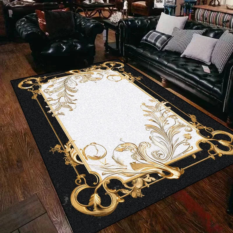 Black Gold Marble Carpet for Living Room Decorations Sofa Table Large Area Rugs Bedroom Luxury Long Floor Mat Anti-slip Doormat