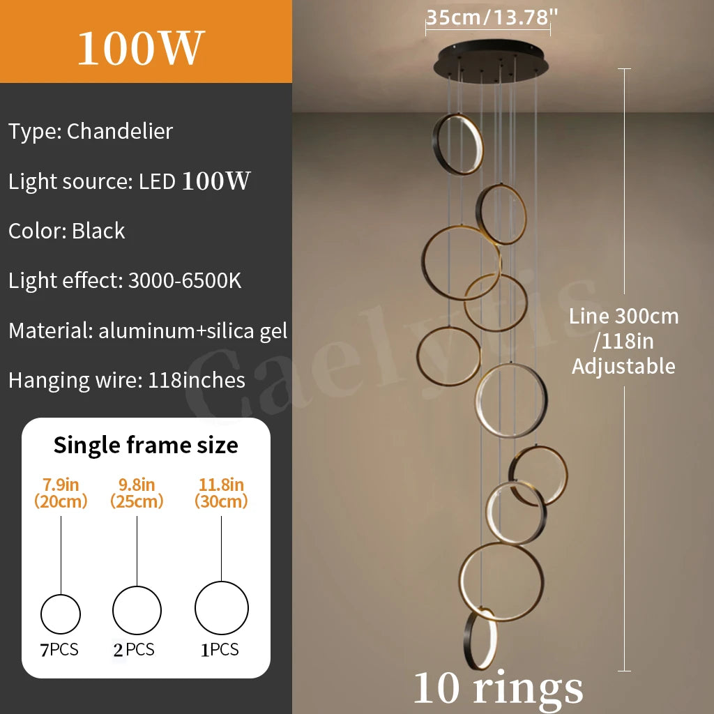 Modern Simple LED Chandelier Pendant Light For Living Dining Room Loft Indoor Home Decoration Lighting Stair Lamps Light Fixture