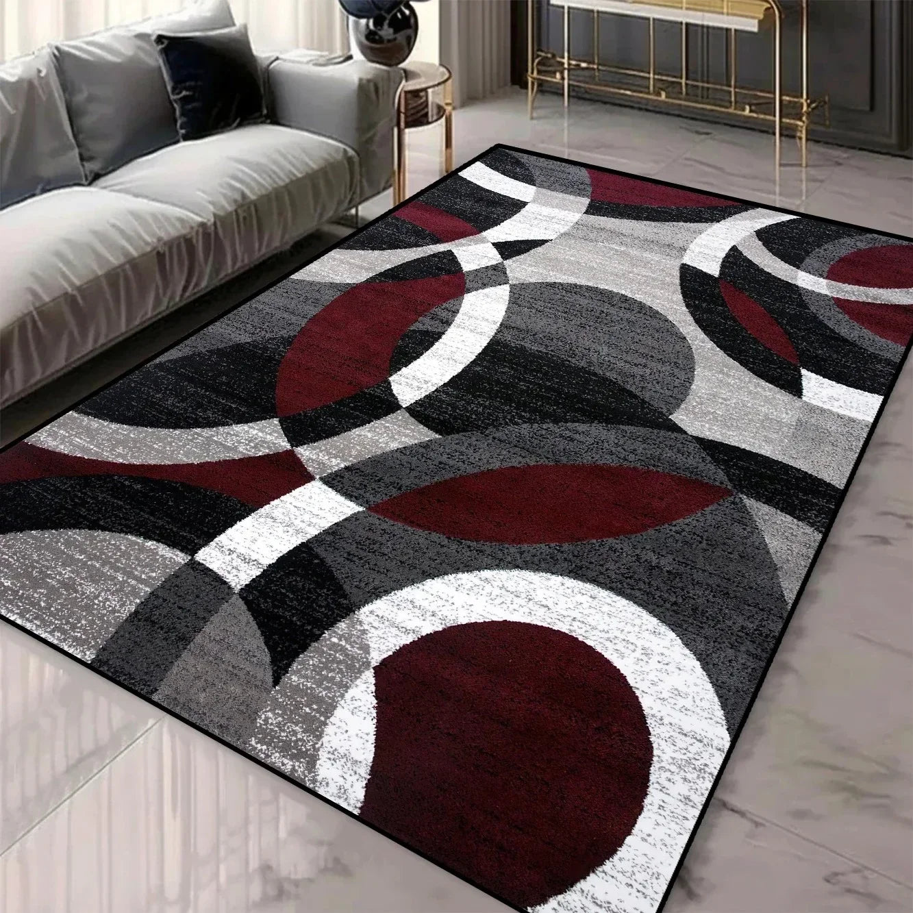 Geometric Pattern 3D Area Rugs for Living Room and bedroom decor Washable Carpets with Non-slip Backing European Inspired Mats