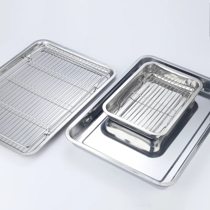 Stainl Steel Rectangular Me Ra Oil Drainage Fryer Control Pan Commercial Oil Filter ate Barbecue Cooking Utensils