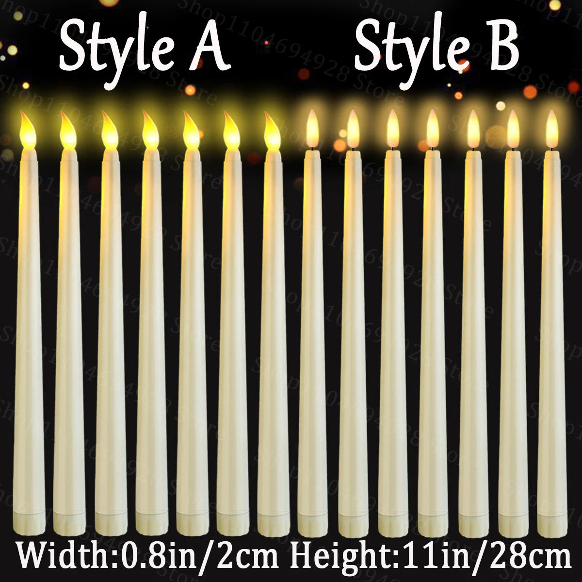 10-200PCS Flameless Taper Candles Wedding Flickering LED Candles Battery Operated Candles for Wedding Halloween Christmas Party