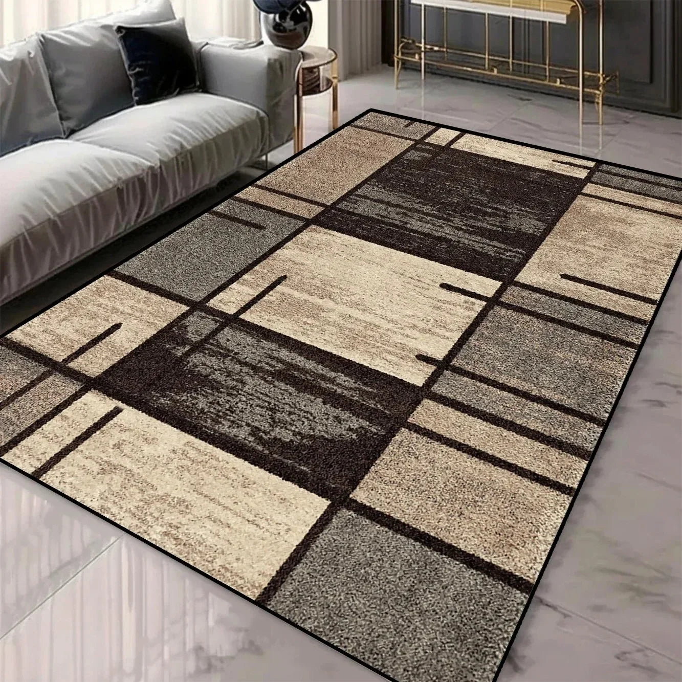 Geometric Pattern 3D Area Rugs for Living Room and bedroom decor Washable Carpets with Non-slip Backing European Inspired Mats