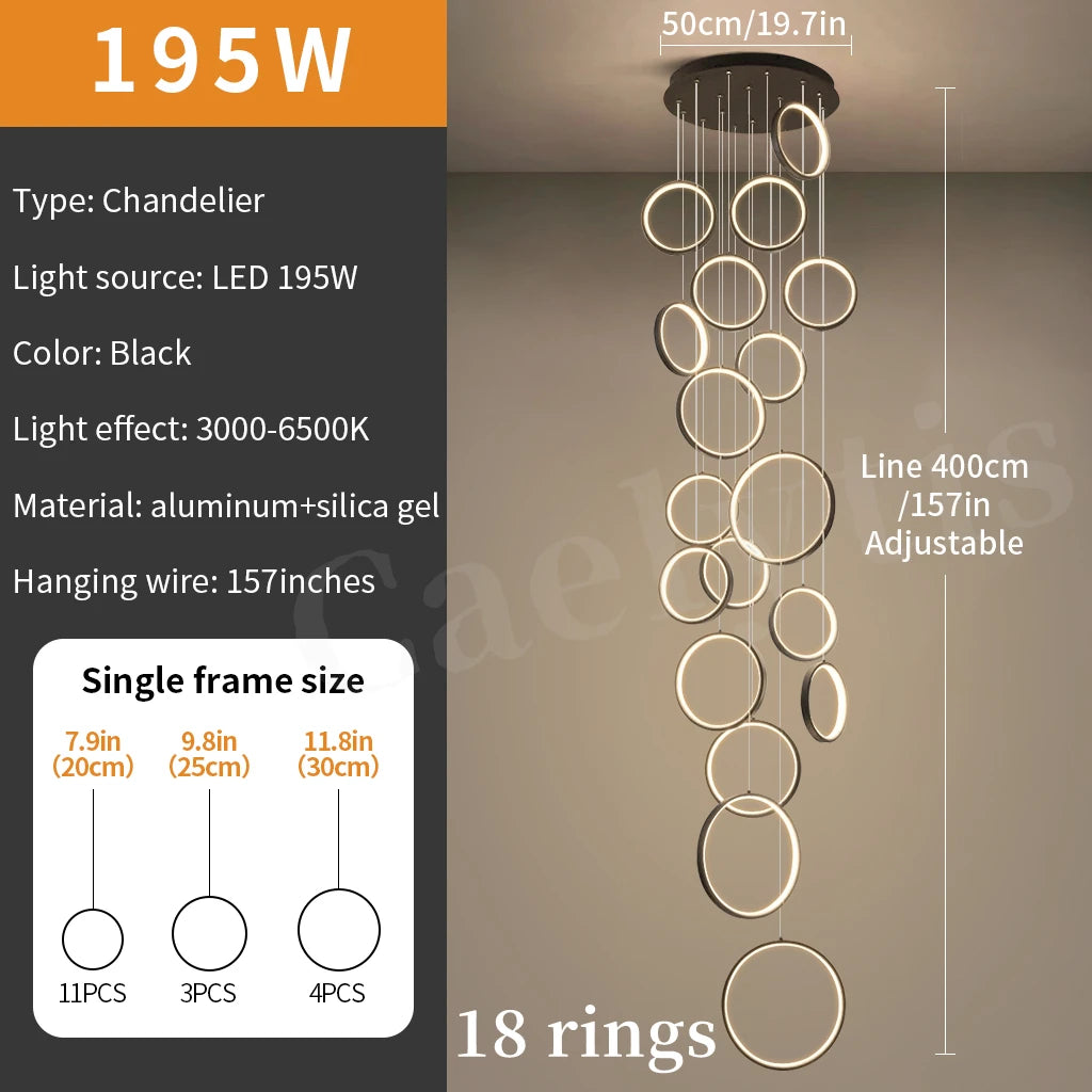 Modern Simple LED Chandelier Pendant Light For Living Dining Room Loft Indoor Home Decoration Lighting Stair Lamps Light Fixture
