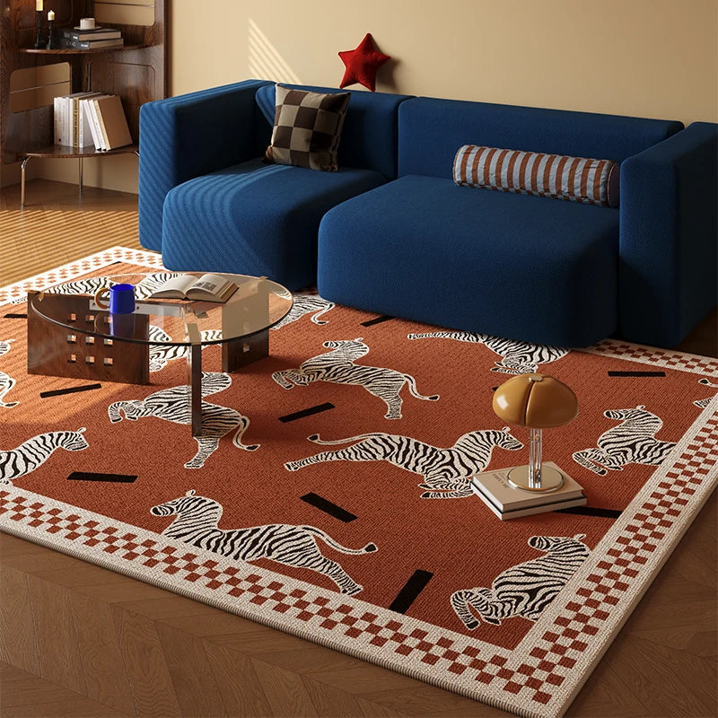 Retro Style Rugs for Bedroom Large Area Living Room Decoration Light Luxury Carpet Washable Cloakroom Floor Mat Bedside Soft Rug