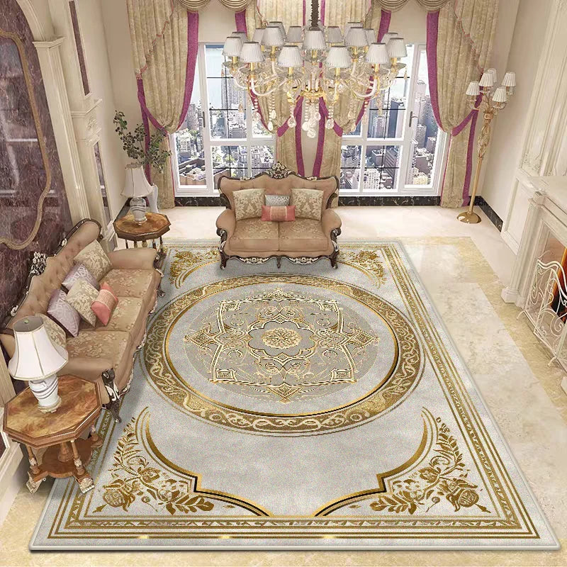 Luxury Decoration Large Rugs for Living Room Golden Stripe Antiskid Bedroom Soft Carpet Lounge Washable Plush Floor Mat Bedside