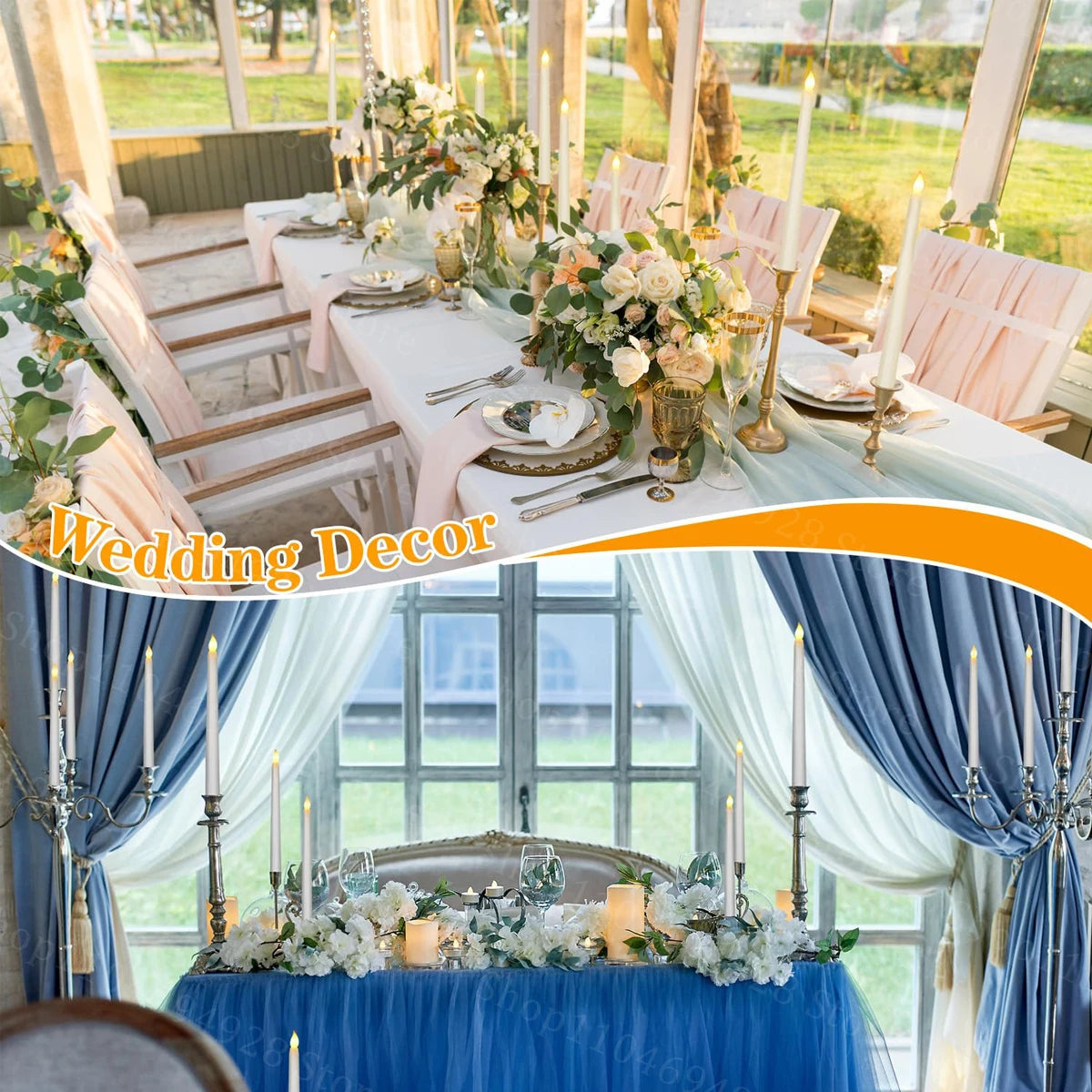 10-200PCS Flameless Taper Candles Wedding Flickering LED Candles Battery Operated Candles for Wedding Halloween Christmas Party