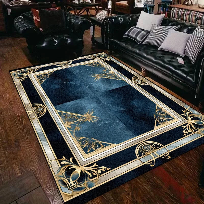 Black Gold Marble Carpet for Living Room Decorations Sofa Table Large Area Rugs Bedroom Luxury Long Floor Mat Anti-slip Doormat