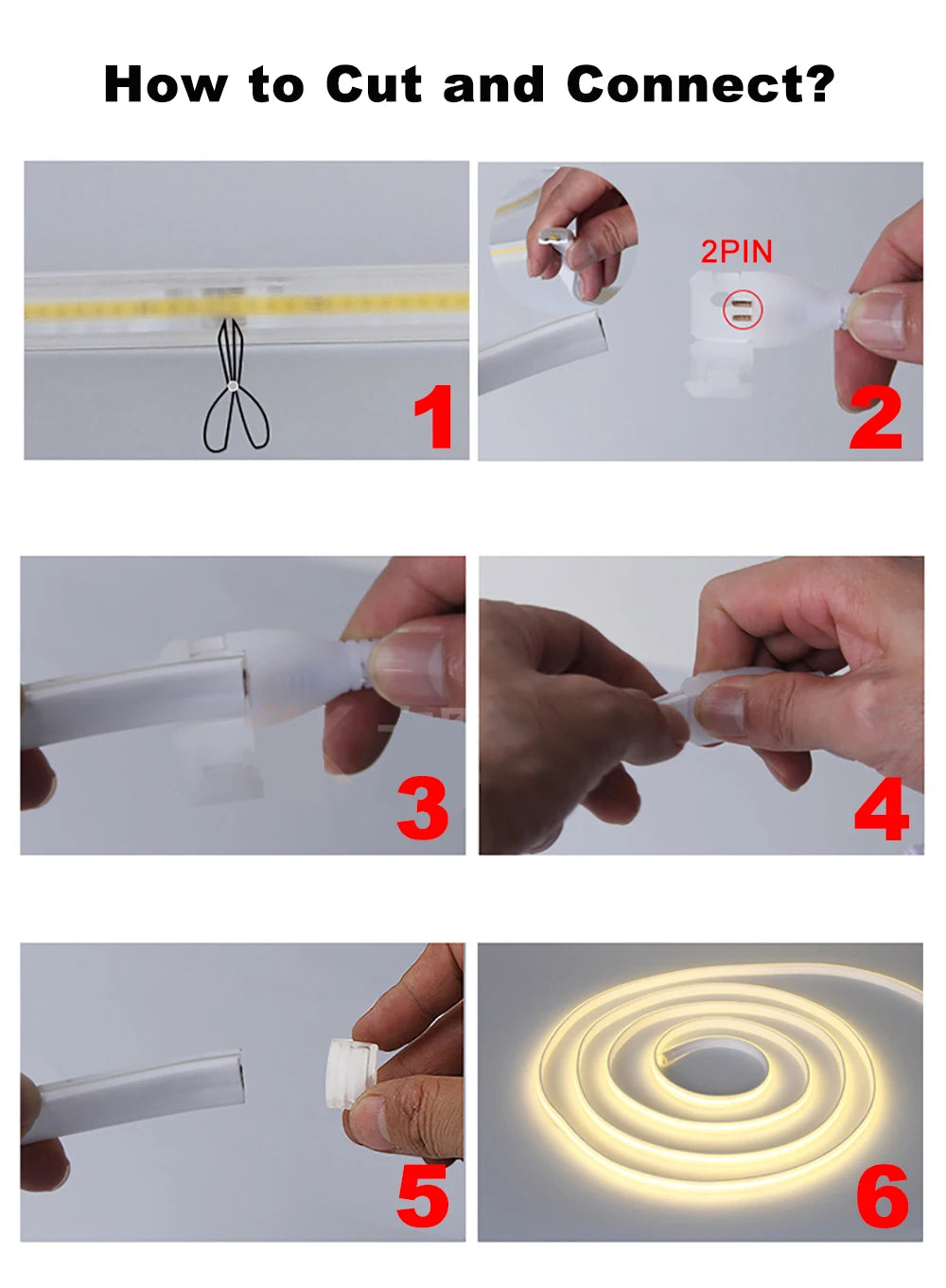 110V 220V COB LED Strip Light 288LEDs/m High Safety Waterproof Outdoor Garden Lamp RA90 Warm/ Natural/ Cold White for Home Decor