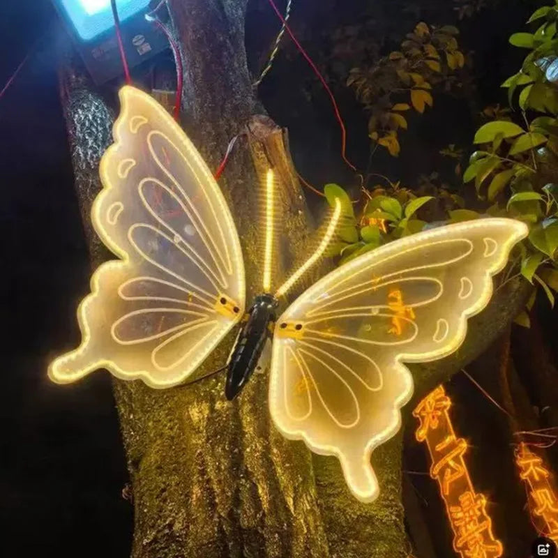 Wedding Butterfly Glow Lights Simulation Outdoor Dynamic And Static Decorative Lamps For Holiday Party Garden Yard Patio Event