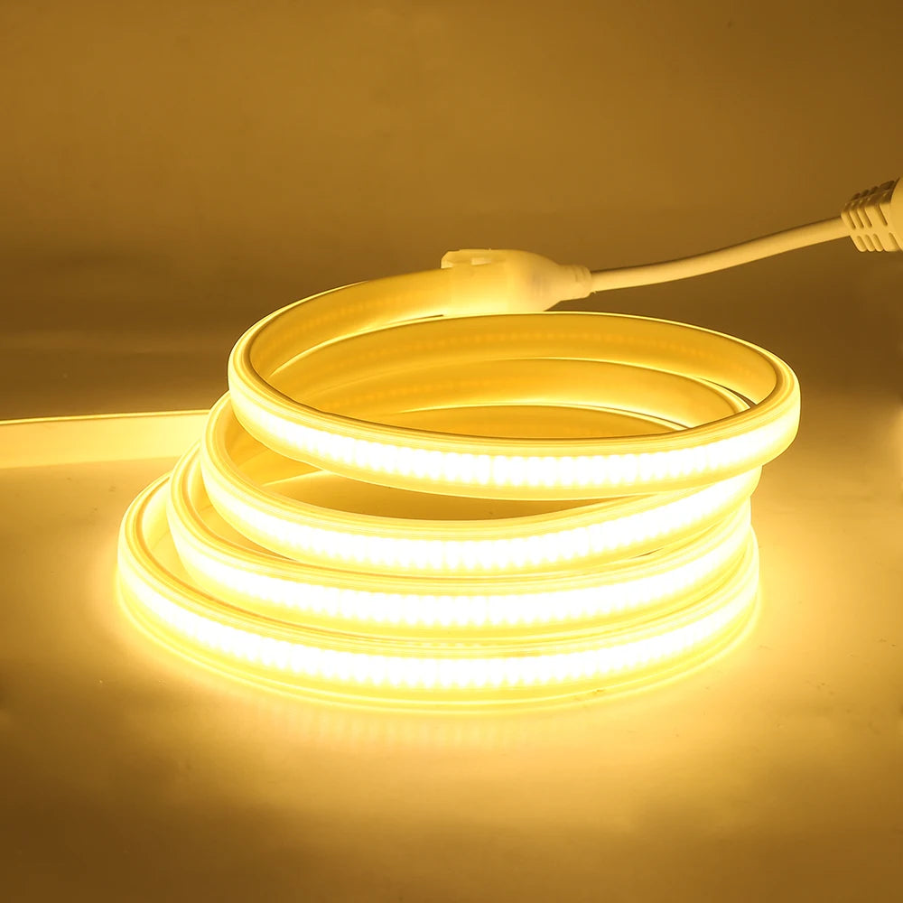 110V 220V COB LED Strip Light 288LEDs/m High Safety Waterproof Outdoor Garden Lamp RA90 Warm/ Natural/ Cold White for Home Decor