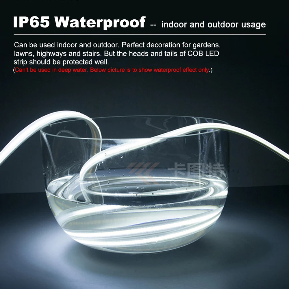 110V 220V COB LED Strip Light 288LEDs/m High Safety Waterproof Outdoor Garden Lamp RA90 Warm/ Natural/ Cold White for Home Decor