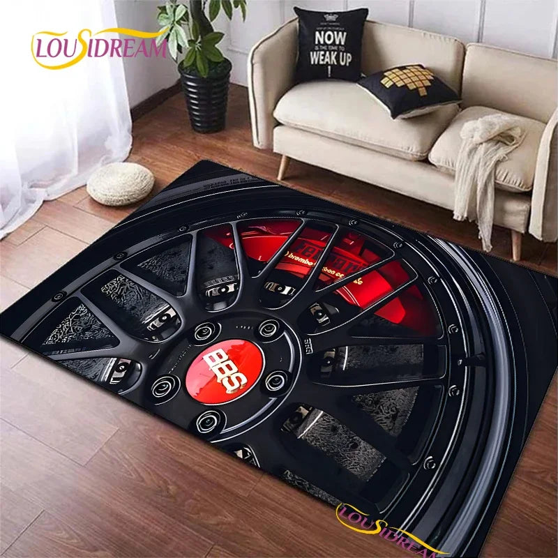 Fashion BBS racer 3D Carpet for Living Room Bedroom Table decor Rugs Kitchen Door Kids Un-slip Floor Mats Alfombra Birthday gift