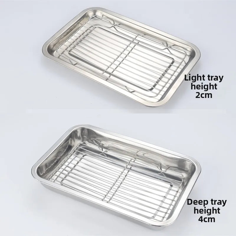 Stainl Steel Rectangular Me Ra Oil Drainage Fryer Control Pan Commercial Oil Filter ate Barbecue Cooking Utensils
