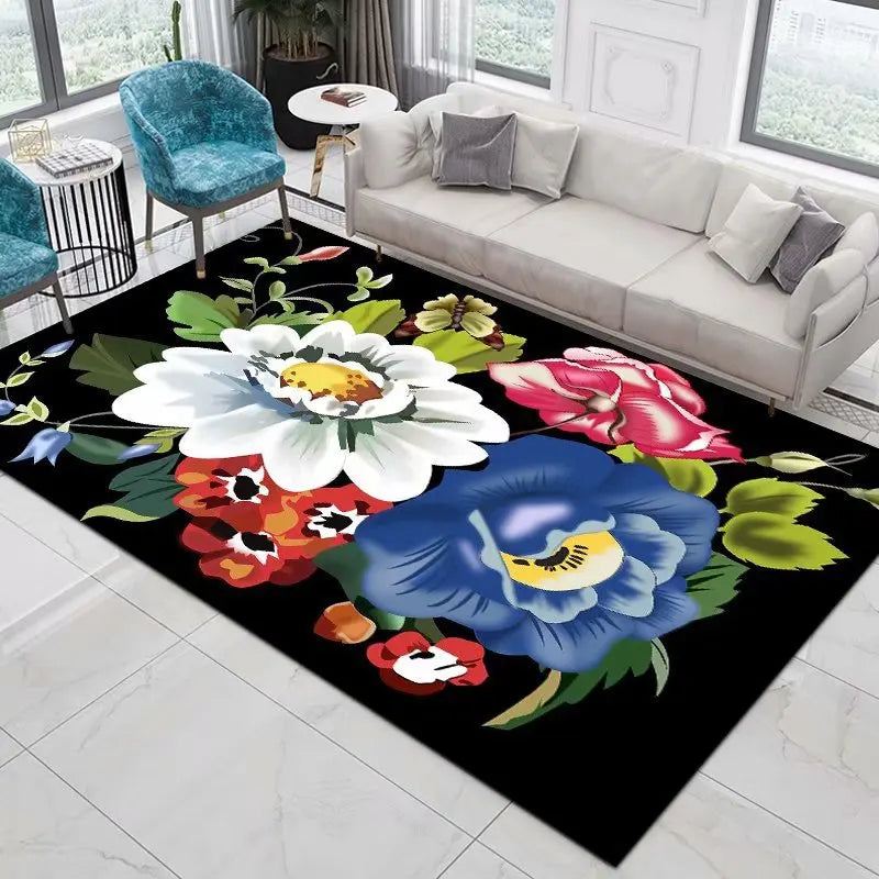 Home Decor Entrance Door Mat Flower Rose Peony Pastoral 3D Printed Carpet Living Room Rugs Furry Mat Carpet Bedroom Decoration
