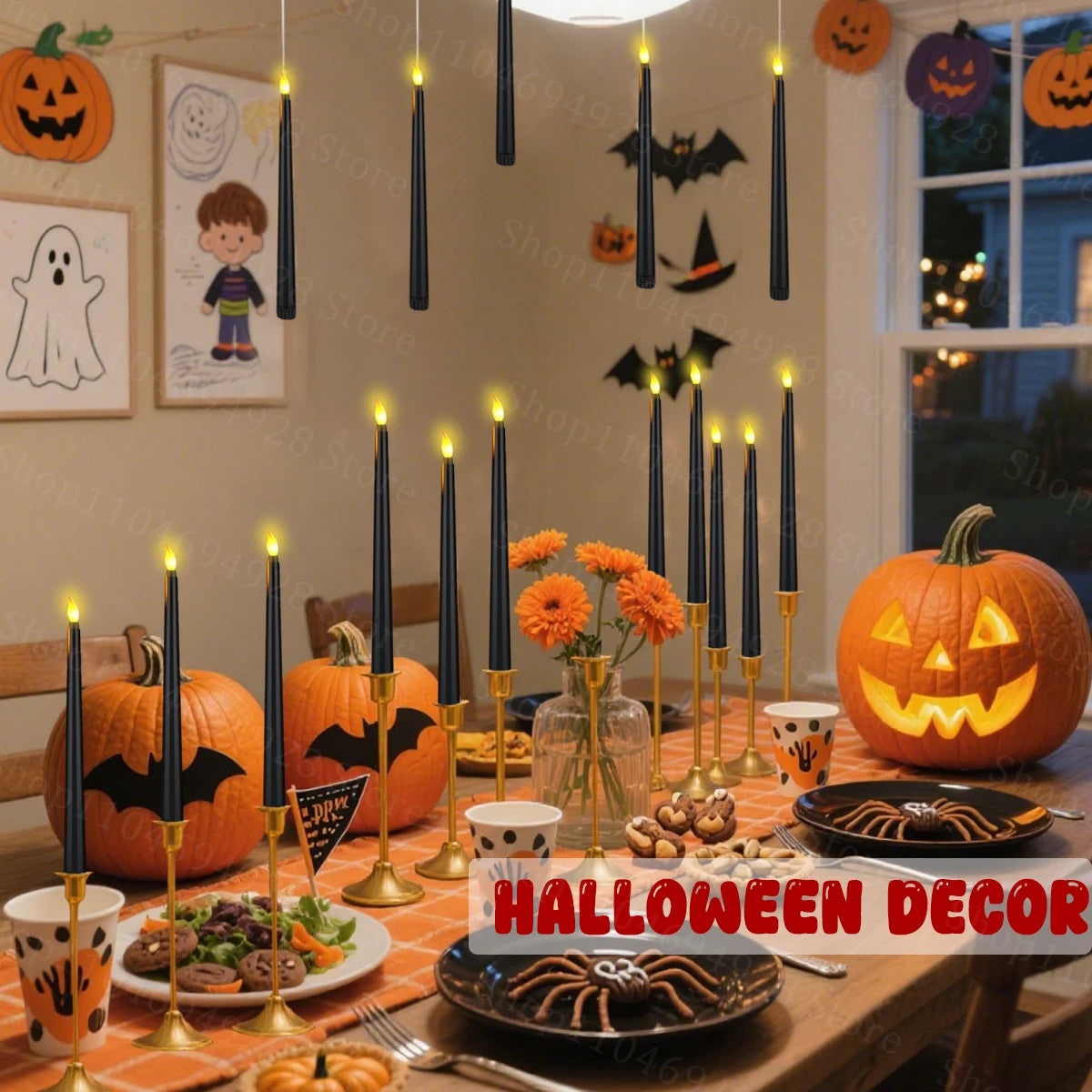 10-200PCS Flameless Taper Candles Wedding Flickering LED Candles Battery Operated Candles for Wedding Halloween Christmas Party