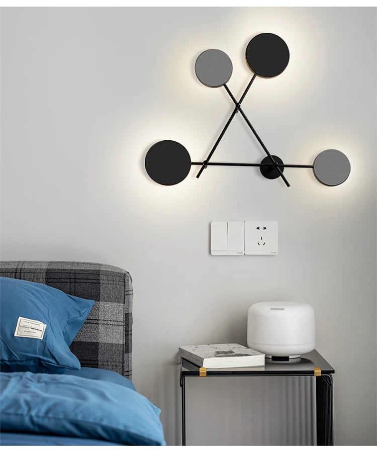 Modern Industry Round Wall Lamps Bedroom Bedside Lamp Led Wall Sconce Light Fixtures Black Iron Luminaire Indoor Loft Home