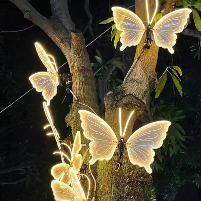 Wedding Butterfly Glow Lights Simulation Outdoor Dynamic And Static Decorative Lamps For Holiday Party Garden Yard Patio Event