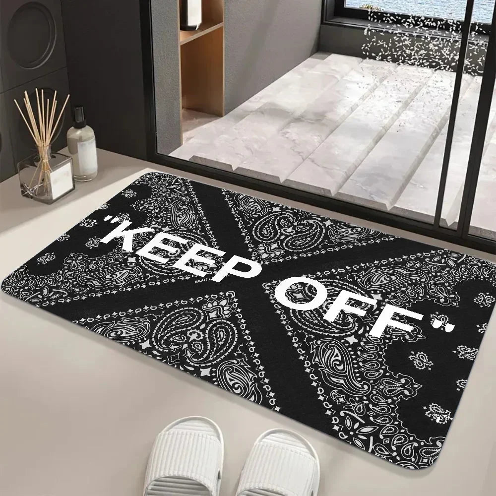 Keep Off Area Rugs Floor Mat Black and White Carpet Door Mat Rug for Bed Sofa Decoration Protect Your Personal Space