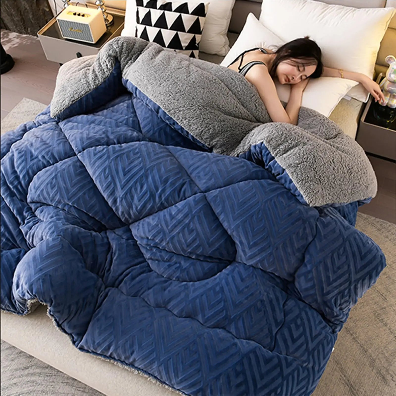 Winter Bedding Thick Quilt Blanket Thickened Warm Flannel Fleece Comforter for Cold Nights Set Bed Duvets Quilts the Blankets