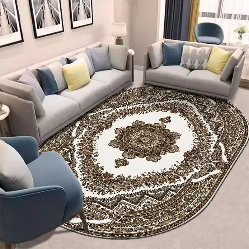 Retro Ethnic Oval Carpets for Living Room Large Area Rugs Home Room Decor Hallway Boho Carpet Beside Bedroom Luxury Floor Mats