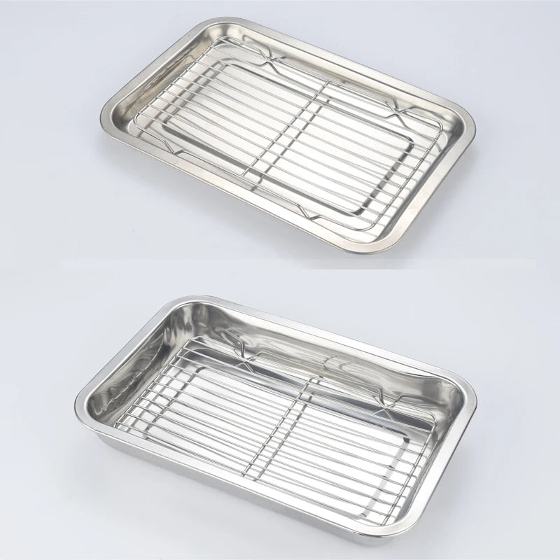 Stainl Steel Rectangular Me Ra Oil Drainage Fryer Control Pan Commercial Oil Filter ate Barbecue Cooking Utensils