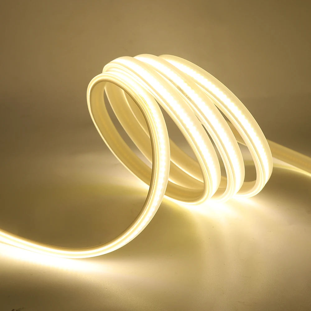 110V 220V COB LED Strip Light 288LEDs/m High Safety Waterproof Outdoor Garden Lamp RA90 Warm/ Natural/ Cold White for Home Decor