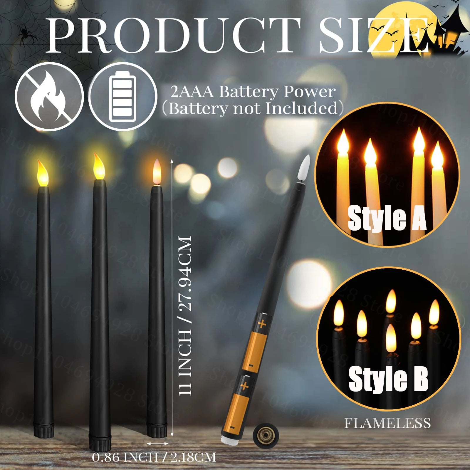 10-200PCS Flameless Taper Candles Wedding Flickering LED Candles Battery Operated Candles for Wedding Halloween Christmas Party