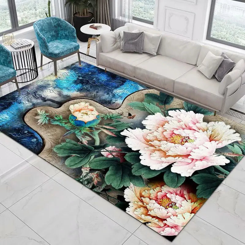 Home Decor Entrance Door Mat Flower Rose Peony Pastoral 3D Printed Carpet Living Room Rugs Furry Mat Carpet Bedroom Decoration