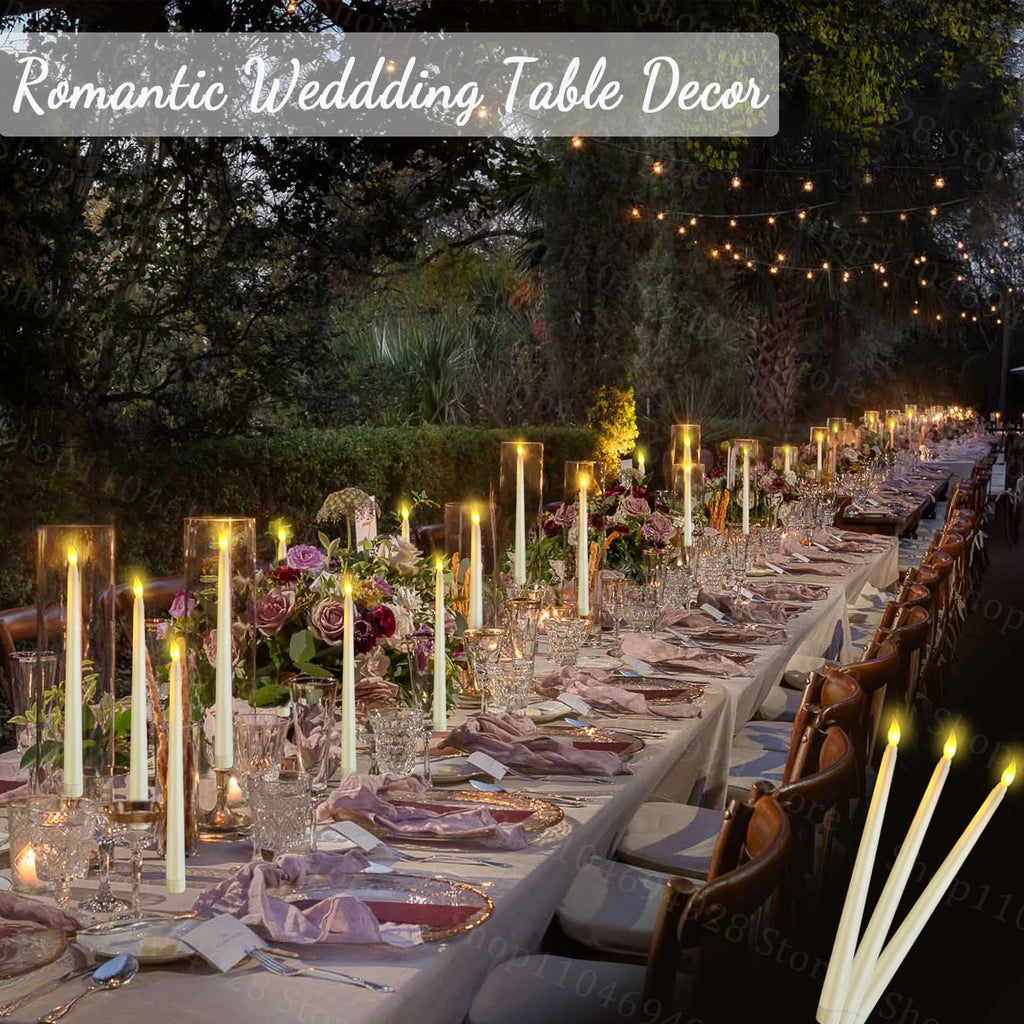 10-200PCS Flameless Taper Candles Wedding Flickering LED Candles Battery Operated Candles for Wedding Halloween Christmas Party