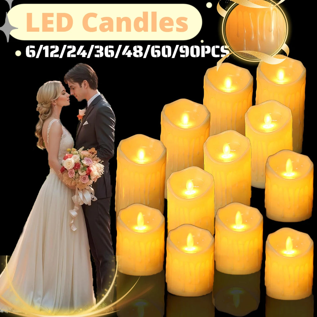 6-90PCS LED Candles Battery Operated Artificial Candles led Candle Flameless Wedding Decoration Concert Halloween Home Decor