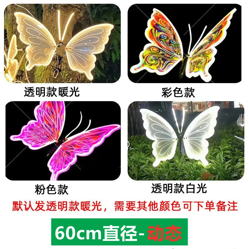 Wedding Butterfly Glow Lights Simulation Outdoor Dynamic And Static Decorative Lamps For Holiday Party Garden Yard Patio Event