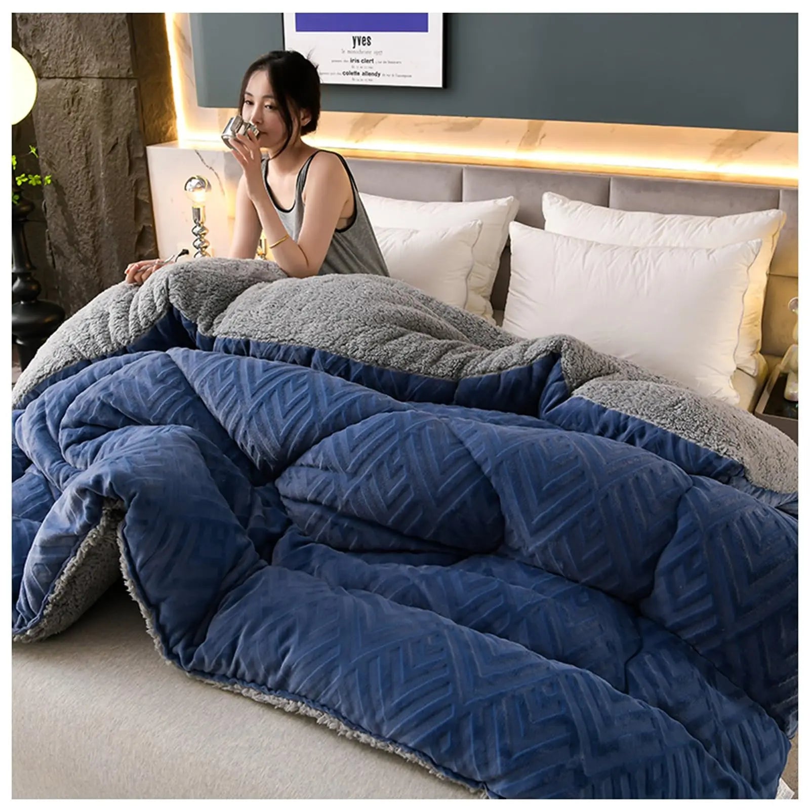 Winter Bedding Thick Quilt Blanket Thickened Warm Flannel Fleece Comforter for Cold Nights Set Bed Duvets Quilts the Blankets