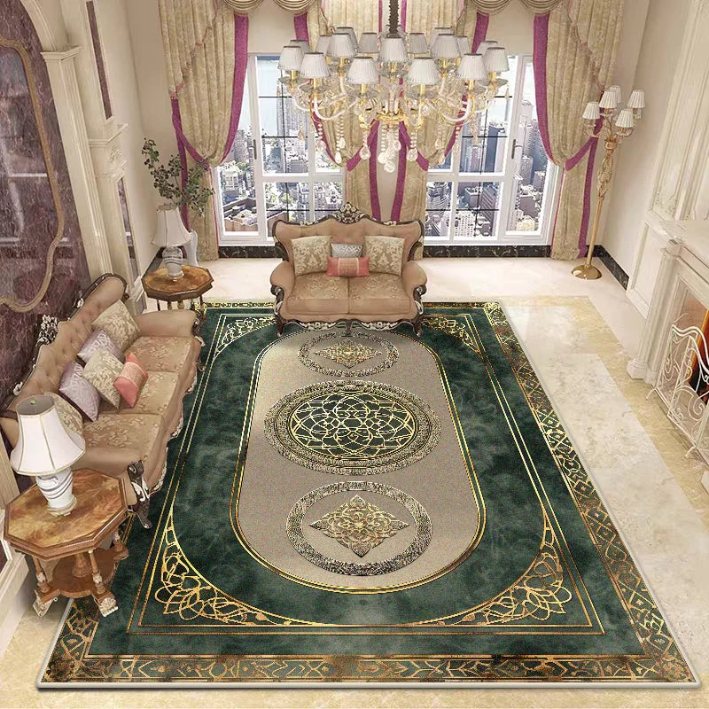 Luxury Decoration Large Rugs for Living Room Golden Stripe Antiskid Bedroom Soft Carpet Lounge Washable Plush Floor Mat Bedside