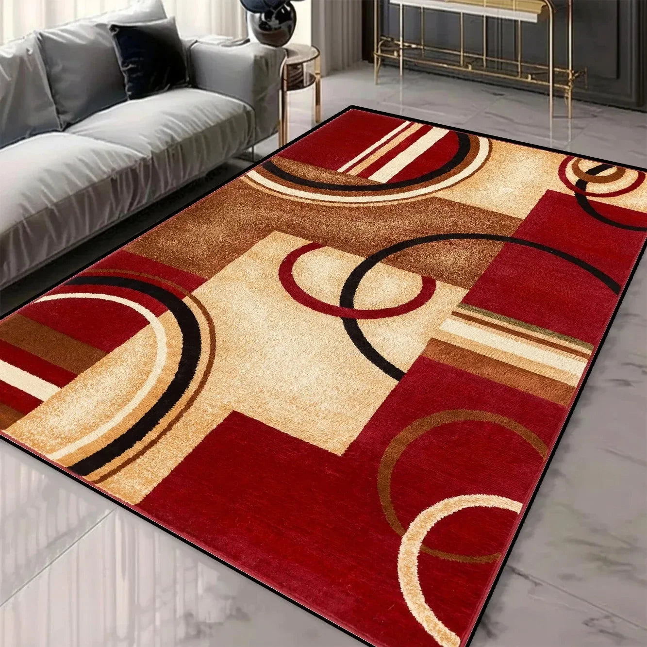 Geometric Pattern 3D Area Rugs for Living Room and bedroom decor Washable Carpets with Non-slip Backing European Inspired Mats