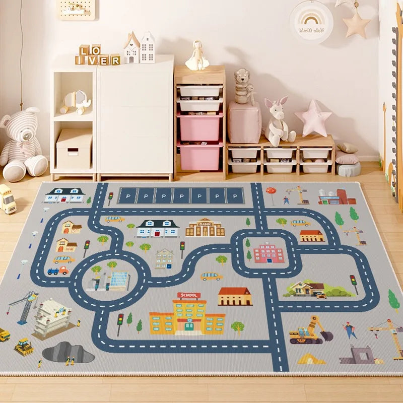 Children's Carpet Large Size Game Floor Mat Train Track Carpets Toy Car Road Rug Home Decoration Rugs for Living Room 장난감 방 깔개