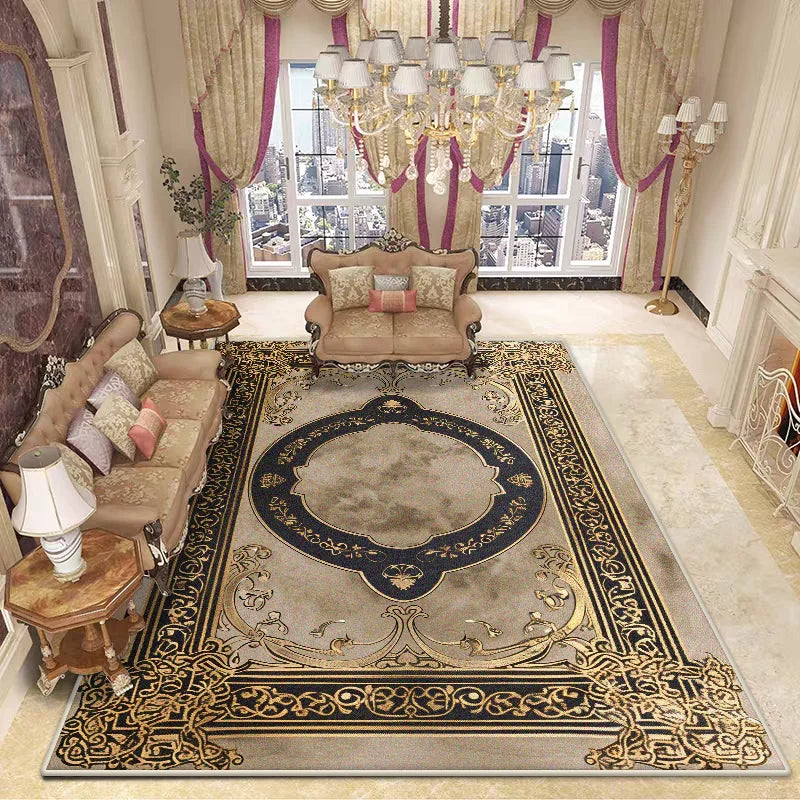 Luxury Decoration Large Rugs for Living Room Golden Stripe Antiskid Bedroom Soft Carpet Lounge Washable Plush Floor Mat Bedside