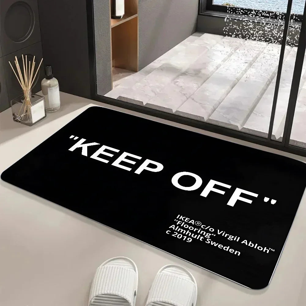 Keep Off Area Rugs Floor Mat Black and White Carpet Door Mat Rug for Bed Sofa Decoration Protect Your Personal Space