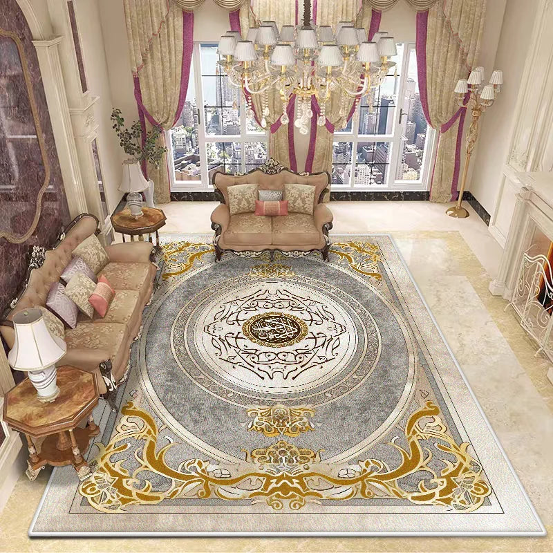 Luxury Decoration Large Rugs for Living Room Golden Stripe Antiskid Bedroom Soft Carpet Lounge Washable Plush Floor Mat Bedside