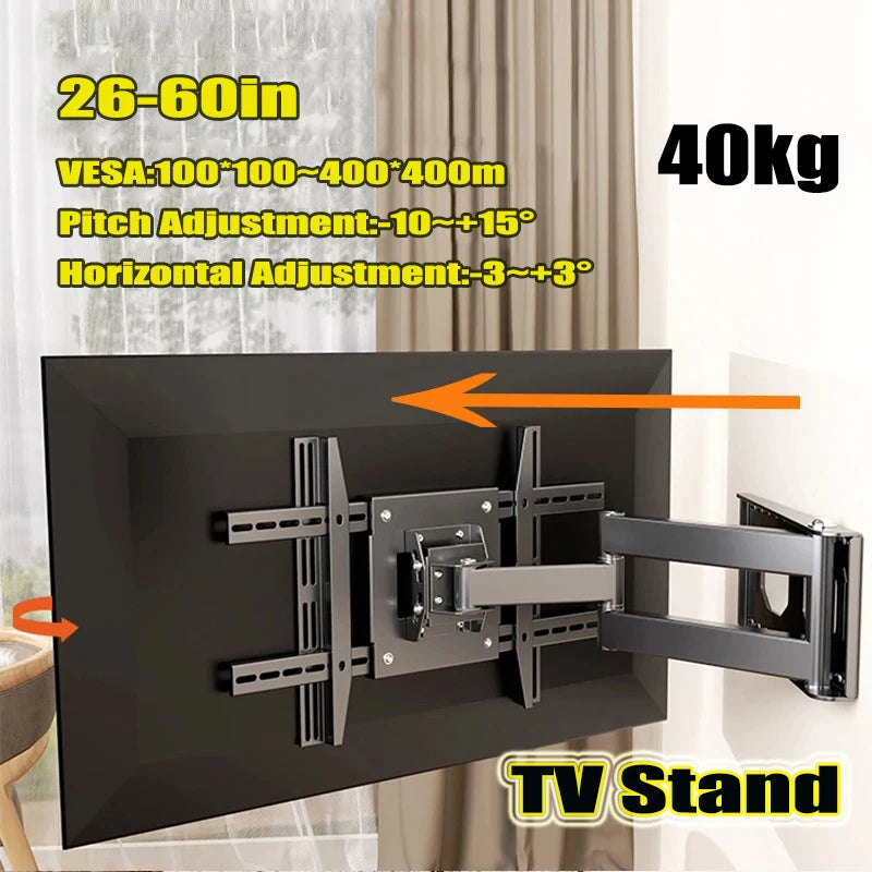 Universal Adjustable TV Wall Mount Bracket for Most 26"-60" Flat/Curved TVs Full-motion tilt TV Stand VESA MAX 400x400mm 40kg