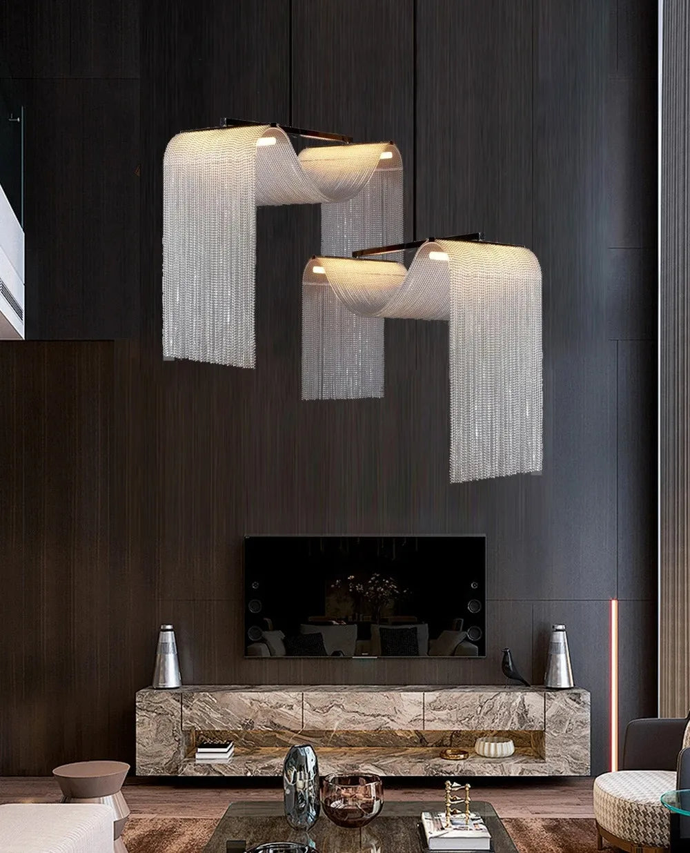 Living Room High Ceiling Home Decor Pendant Lights Modern Designer LED Kitchen Island Hanging Lamps for Ceiling Loft Staircase L