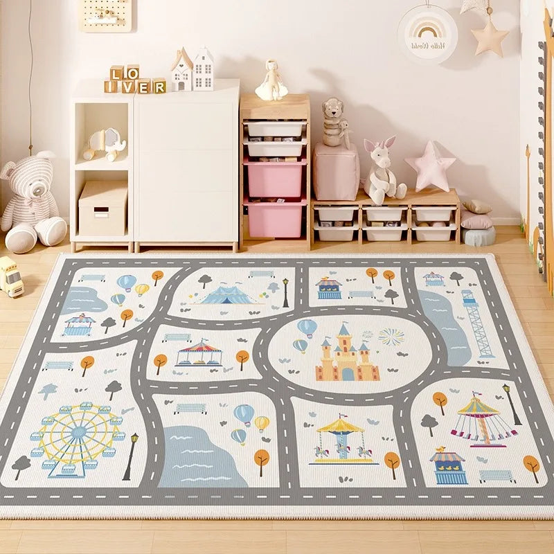 Children's Carpet Large Size Game Floor Mat Train Track Carpets Toy Car Road Rug Home Decoration Rugs for Living Room 장난감 방 깔개