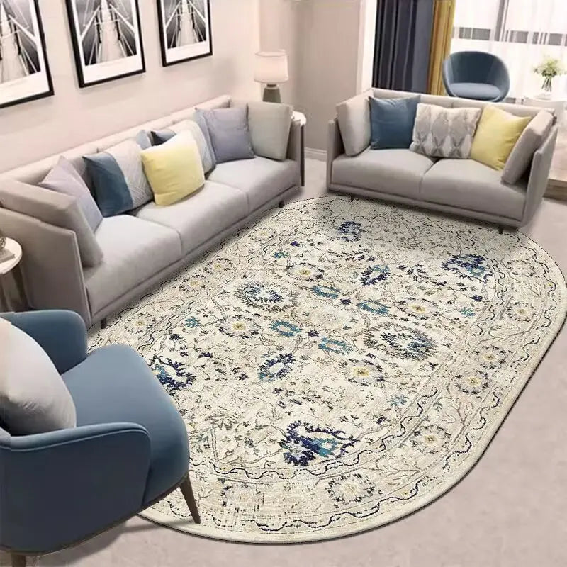 Retro Ethnic Oval Carpets for Living Room Large Area Rugs Home Room Decor Hallway Boho Carpet Beside Bedroom Luxury Floor Mats